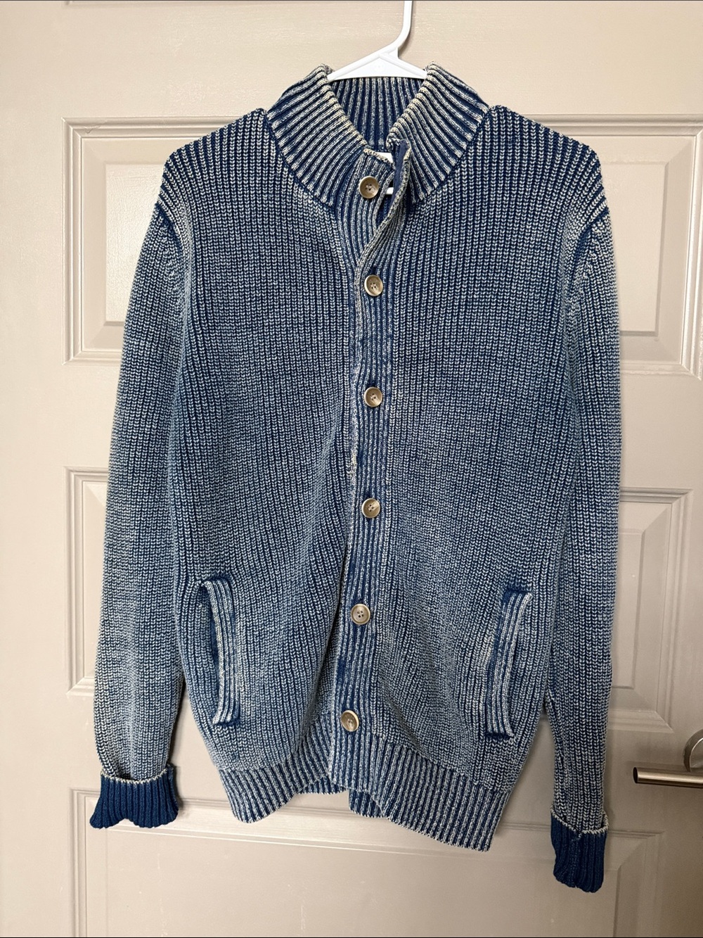 Peter Millar Blue Marled Shawl Collar Button Cardigan